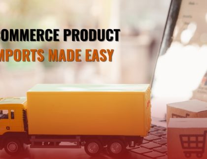 E-commerce imports illustration showing products shipped globally