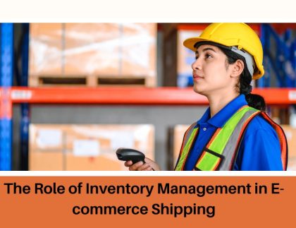 E-commerce warehouse with organized inventory shelves and staff managing orders for fast shipping.