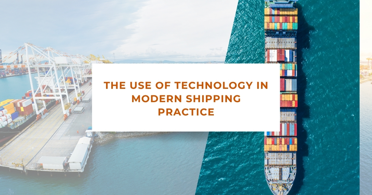 Modern cargo ship using smart technology and digital tracking systems