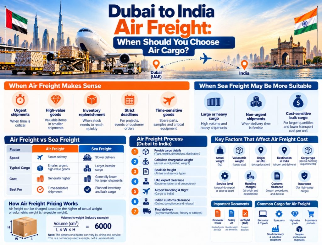 Dubai to India air freight